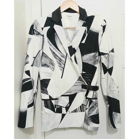 Helmut Lang womens xsmall black and white abstract blazer jacket - Picture 1 of 8